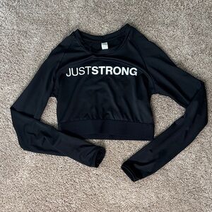 Women's Black Long-Sleeve Crop Top